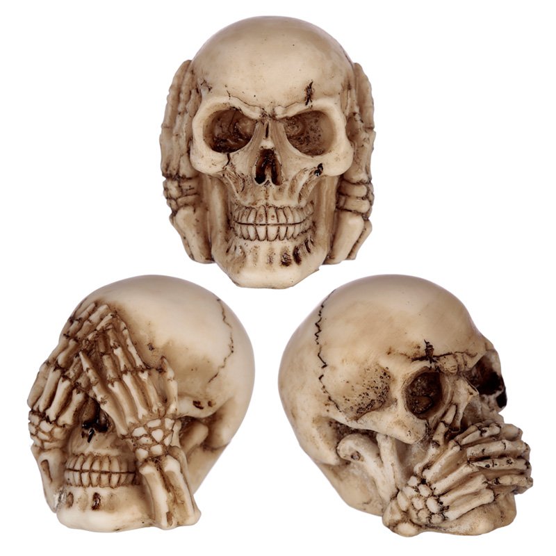Speak No, Hear No, See No Evil Set of 3 Small Skulls