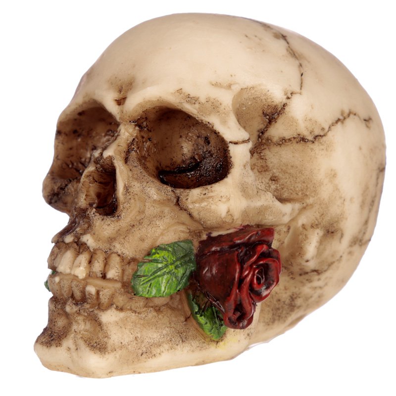 Gothic Small Skull and Rose Ornament