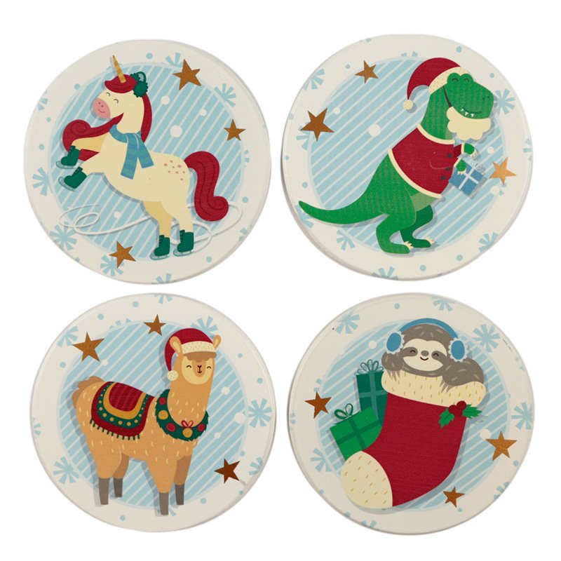 Set of 4 Coasters - Christmas Festive Friends