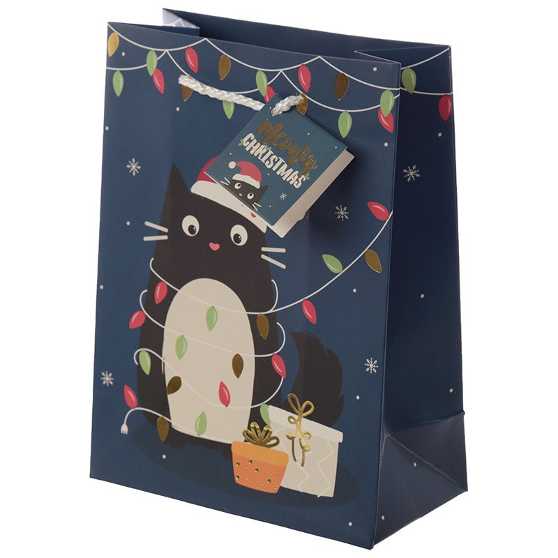 Feline Fine Christmas Cat Design Medium Gift Bag
