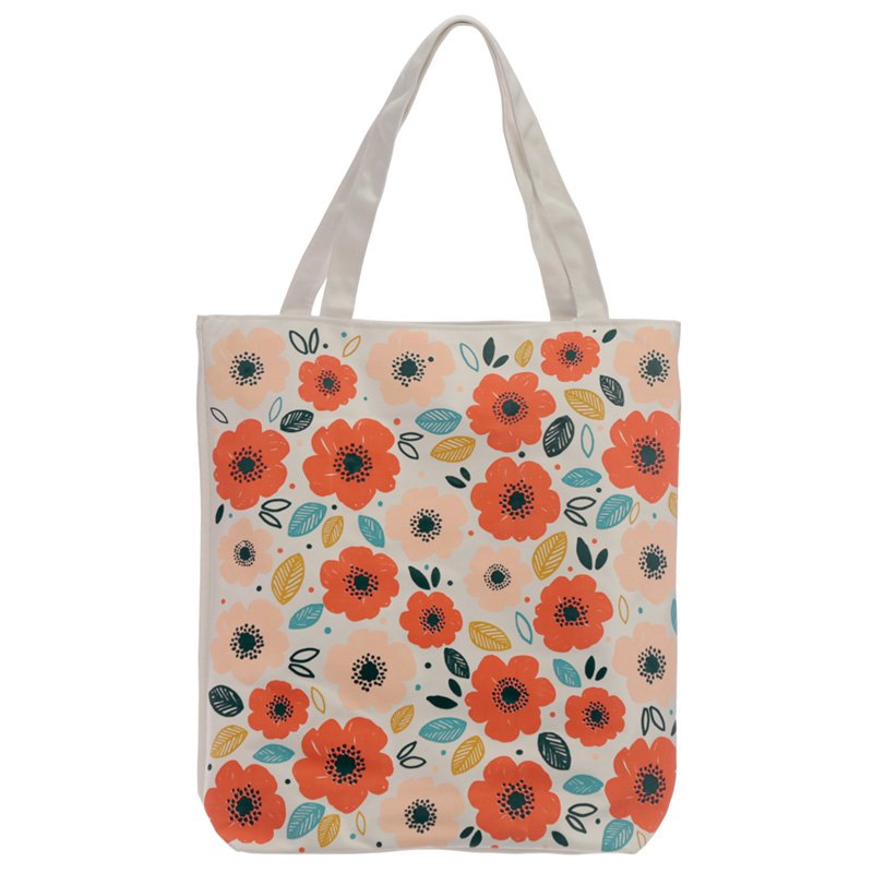 Cotton Zip Up Shopping Bag - Poppy Fields