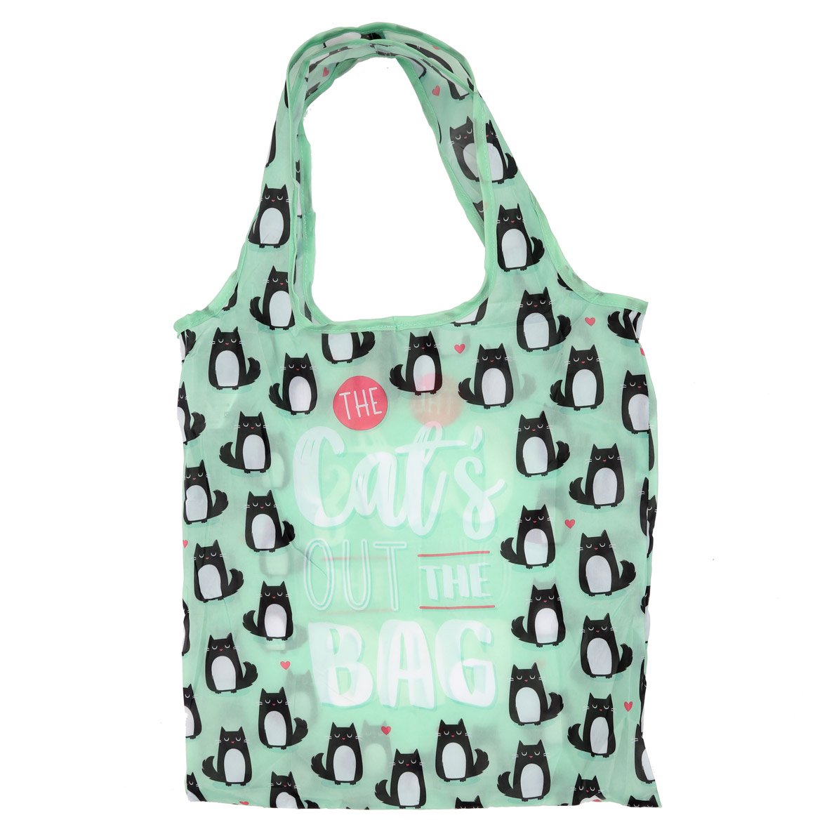 Fold Up Feline Fine Cat Shopping Bag with Holder