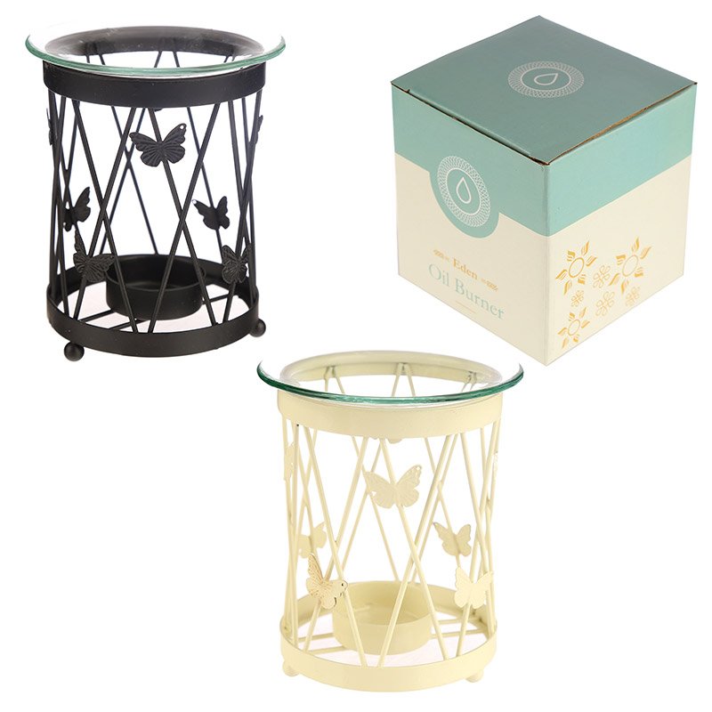 Lattice Butterfly Metal Oil Burner with Glass Dish (Assorted)
