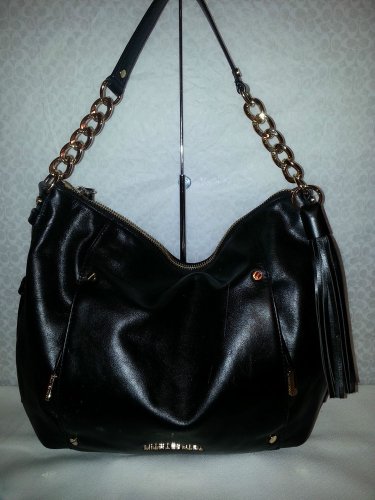 Pre-owned Michael Kors Devon Large BLACK Leather Chain Shoulder Bag Hand Bag