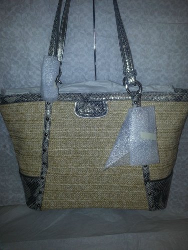 NWT AUTHENTIC COACH ALEXANDRA CHAIN STRAW TOTE/HANDBAG $398