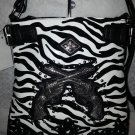NWT Western Crossed Guns Zebra Print Studded Sling Crossbody