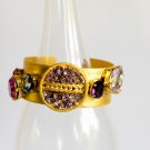 Gold Bracelet With Fuchsia Crystals - Antique Crystals -