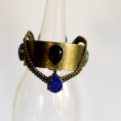 Unique Brass Bracelet With Druzi Stone - Blue Crystals Bracelet -