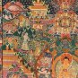 HAND-PAINTED BUDDHA LIFE MANDALA MASTERPIECE TIBETAN THANGKA WITH SILK BROCADE