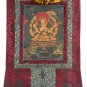 SITATAPATRA ORIGINAL OIL VARNISHED TIBETAN THANGKA PAINTING WITH SILK BROCADE