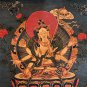 SITATAPATRA ORIGINAL OIL VARNISHED TIBETAN THANGKA PAINTING WITH SILK BROCADE
