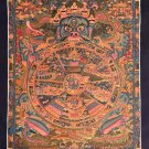 HAND-PAINTED SAMSARA WHEEL OF LIFE BHAVACHAKRA  MANDALA TIBETAN THANGKA PAINTING