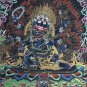 SIX ARMED MAHAKALA BLACK N  GOLD TIBETAN THANGKA PAINTING ORIGINAL PROTECTOR ART