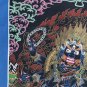 SIX ARMED MAHAKALA BLACK N  GOLD TIBETAN THANGKA PAINTING ORIGINAL PROTECTOR ART