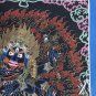 SIX ARMED MAHAKALA BLACK N  GOLD TIBETAN THANGKA PAINTING ORIGINAL PROTECTOR ART