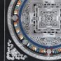 HAND-PAINTED KALACHAKRA MANDALA BLACK & SILVER TIBETAN THANGKA MEDITATION ART