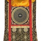 TIBETAN OM MANI PADME HUM MANTRA MANDALA ORIGINAL THANGKA SILK BROCADE