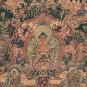 BUDDHA LIFE MANDALA OLD OIL VARNISHED TIBETAN THANGKA PAINTING WITH SILK BROCADE