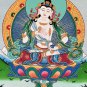VAJRASATTVA/DORJE SEMPA ORIGINAL TIBETAN THANGKA PAINTING WITH SILK BROCADE