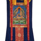 MEDICINE BUDDHA ORIGINAL MASTERPIECE TIBETAN THANGKA PAINTING WITH SILK BROCADE