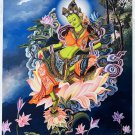 GREEN TARA MOTHER GODDESS NEWARI PAUBHA THANGKA DIGITAL GICLEE PRINT ON CANVAS