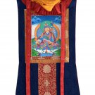 GURU RINPOCHE/ PADMASAMBHAVA ORIGINAL TIBETAN THANGKA PAINTING WITH SILK BROCADE