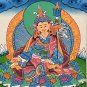 GURU RINPOCHE/ PADMASAMBHAVA ORIGINAL TIBETAN THANGKA PAINTING WITH SILK BROCADE