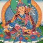 GURU RINPOCHE/ PADMASAMBHAVA ORIGINAL TIBETAN THANGKA PAINTING WITH SILK BROCADE