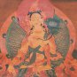 ORIGINAL WHITE TARA OIL VARNISH OLD TIBETAN THANGKA PAINTING WITH SILK BROCADE