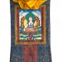 HAND-PAINTED WHITE TARA TIBETAN THANGKA ART WITH PREMIUM SILK BROCADE FROM NEPAL