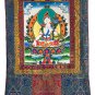 HAND-PAINTED WHITE TARA TIBETAN THANGKA ART WITH PREMIUM SILK BROCADE FROM NEPAL