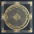 TIBETAN THANGKA OM MANI PADME HUM MANTRA MANDALA HAND PAINTED BLACK GOLD ART