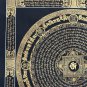TIBETAN THANGKA OM MANI PADME HUM MANTRA MANDALA HAND PAINTED BLACK GOLD ART