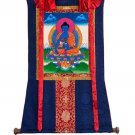 MEDICINE BUDDHA/ BHAISAJYAGURU ORIGINAL TIBETAN  THANGKA PAINTING  SILK FRAMED