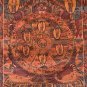 HAND-PAINTED BUDDHA LIFE WHEEL OF LIFE TIBETAN THANGKA MANDALA WITH SILK BROCADE