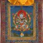 VAJRASATTVA SHAKTI TANTRIC UNION HAND PAINTED TIBETAN THANGKA WITH SILK BROCADE