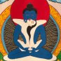 ORIGINAL HAND-PAINTED SAMANTABHADRA TIBETAN THANGKA PAINTING SILK BROCADE