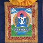 BUDDHA SHAKTI SAMANTABHADRA ORIGINAL TIBETAN THANGKA PAINTING WITH SILK BROCADE