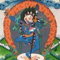 SIMHAMUKHI YOGINI ORIGINAL TIBETAN THANGKA PAINTING WITH SILK BROCADE