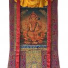 HAND-PAINTED LORD GANESHA THANGKA – OIL VARNISHED HINDU SACRED  ART