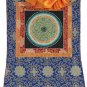 OM MANI PADME MANTRA MANDALA ORIGINAL TIBETAN THANGKA PAINTING WITH SILK BORDER