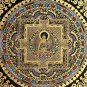 SHAKYAMUNI BUDDHA MANDALA ORIGINAL TIBETAN THANGKA PAINTING WITH SILK BROCADE