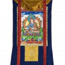 HAND-PAINTED GURU RINPOCHE PADMASAMBHAVA TIBETAN THANGKA ART WITH SILK BROCADE