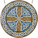 Cream Celtic Mystic Knot 24 inch Round Stained Glass Window R05