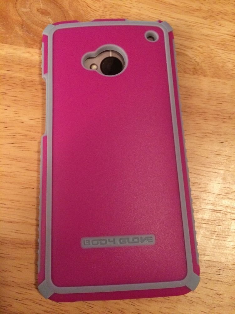 HTC One Body Glove Tactic Case Cover Pink w/ Grey ATT, Sprint, T-Mobile