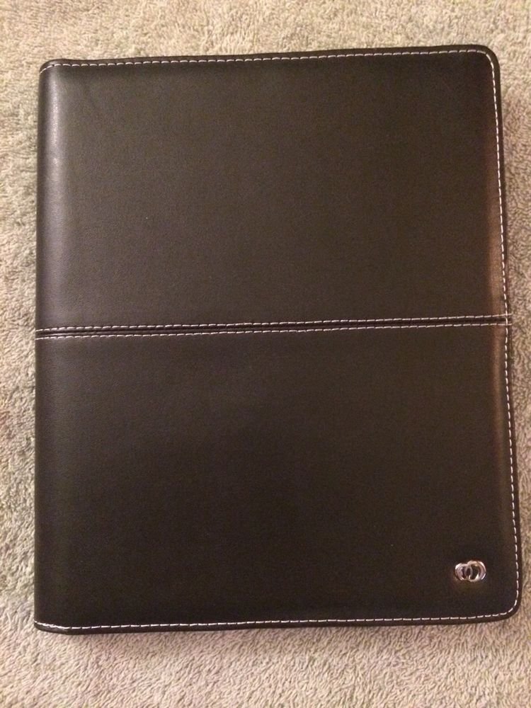 Leather Folio Case for Apple iPad Black w/ White Stitching
