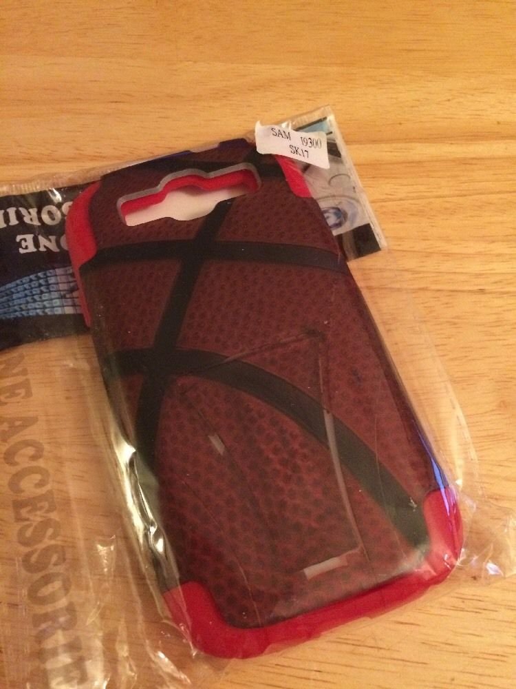 Silicrylic Dual Layer Case for Samsung Galaxy S3 SIII Basketball Red Kickstand