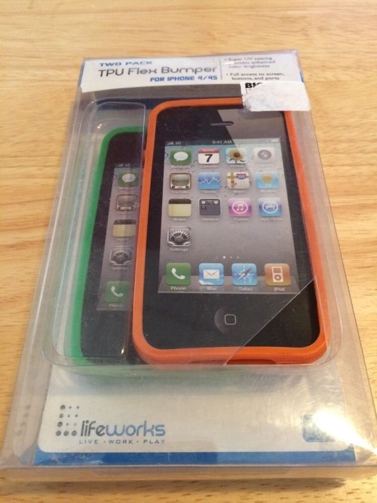 iPhone 4 4S LifeWorks TPU Case Cover 2(two) Pack Green & Orange