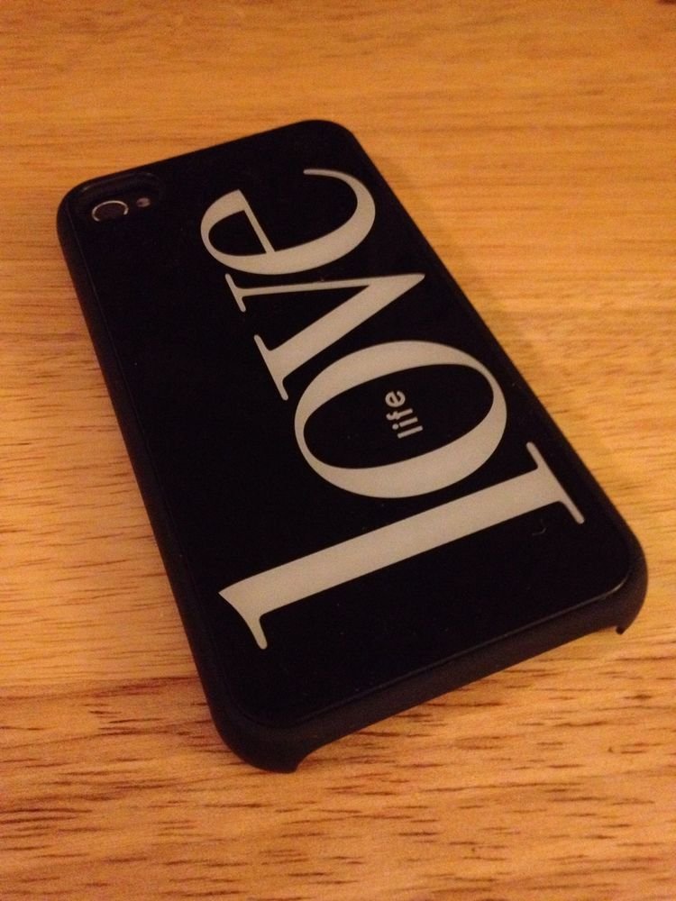 iPhone 4 4S Smoothies Hard Shell Case Cover Love My Life Classic Black / White