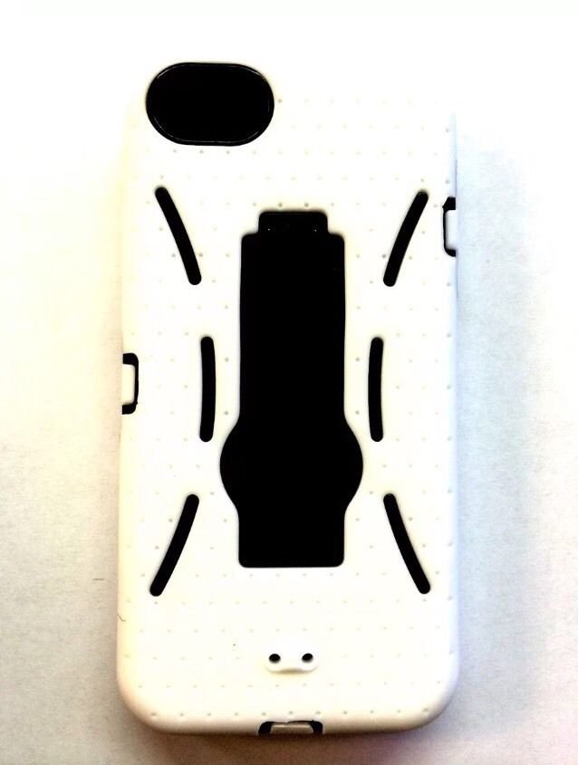 iPhone 5 Hybrid Case w/ Kickstand  iPhone 5S   White w/ Black  Defender Case